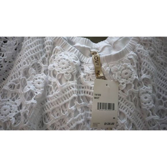 XCVI 14183 Women's Sz Medium White Signy Drapey Crochet Top Blouse $128 - Picture 6 of 16